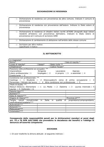 SCARICA AUTOCERTIFICAZIONE STATO DI FAMIGLIA
